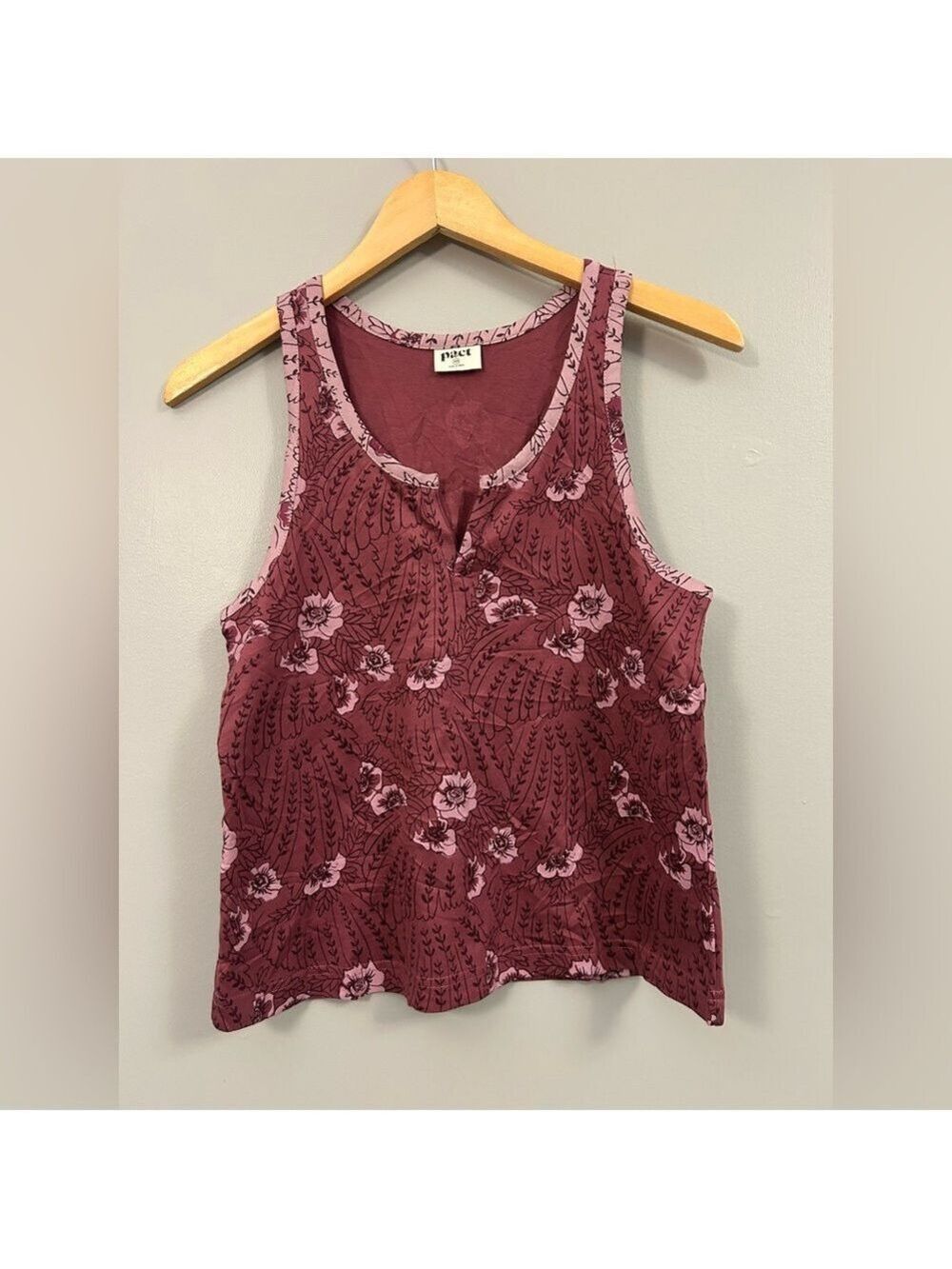 Pact Purple Floral XS Tank Top Organic Cotton